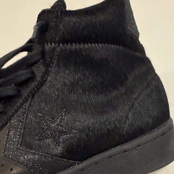RARE Black Converse “Pony Hair” luxury Sneakers with Star Accent - Picture 3 of 8